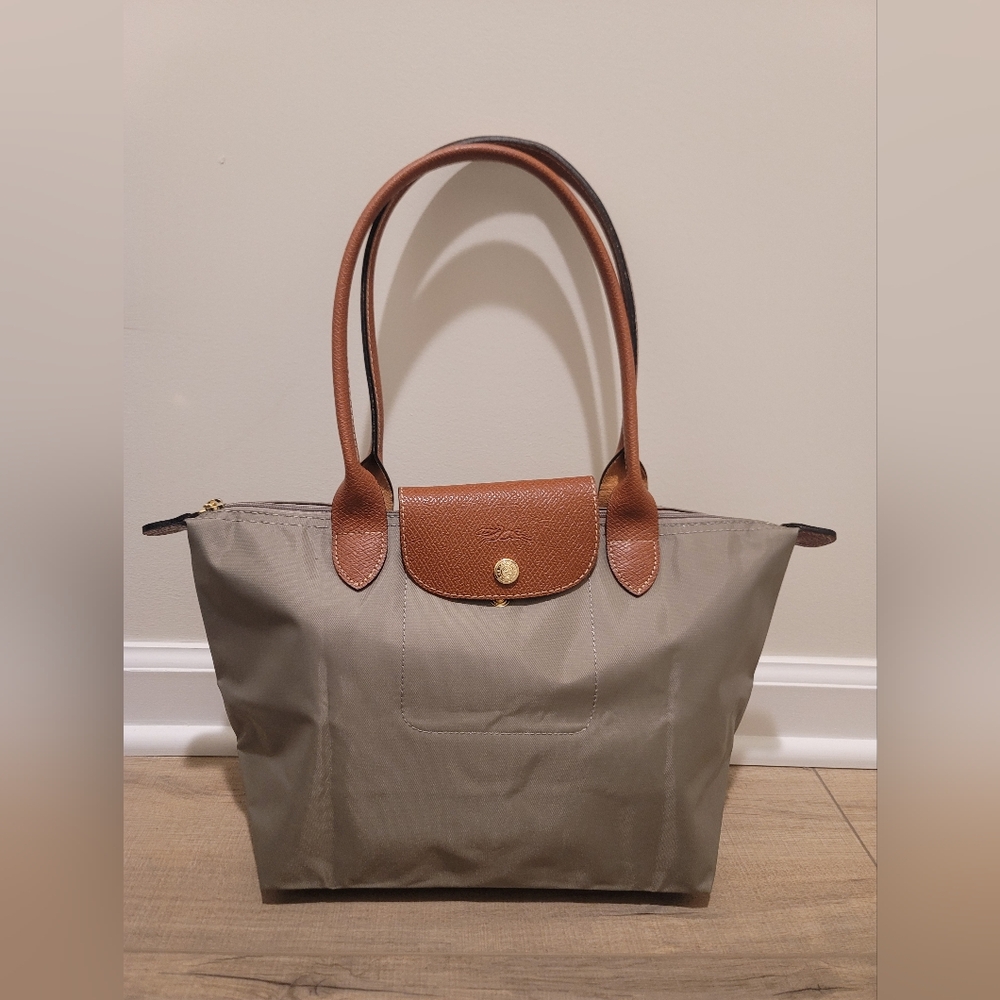 Longchamp Gray and Brown Shoulder Bag